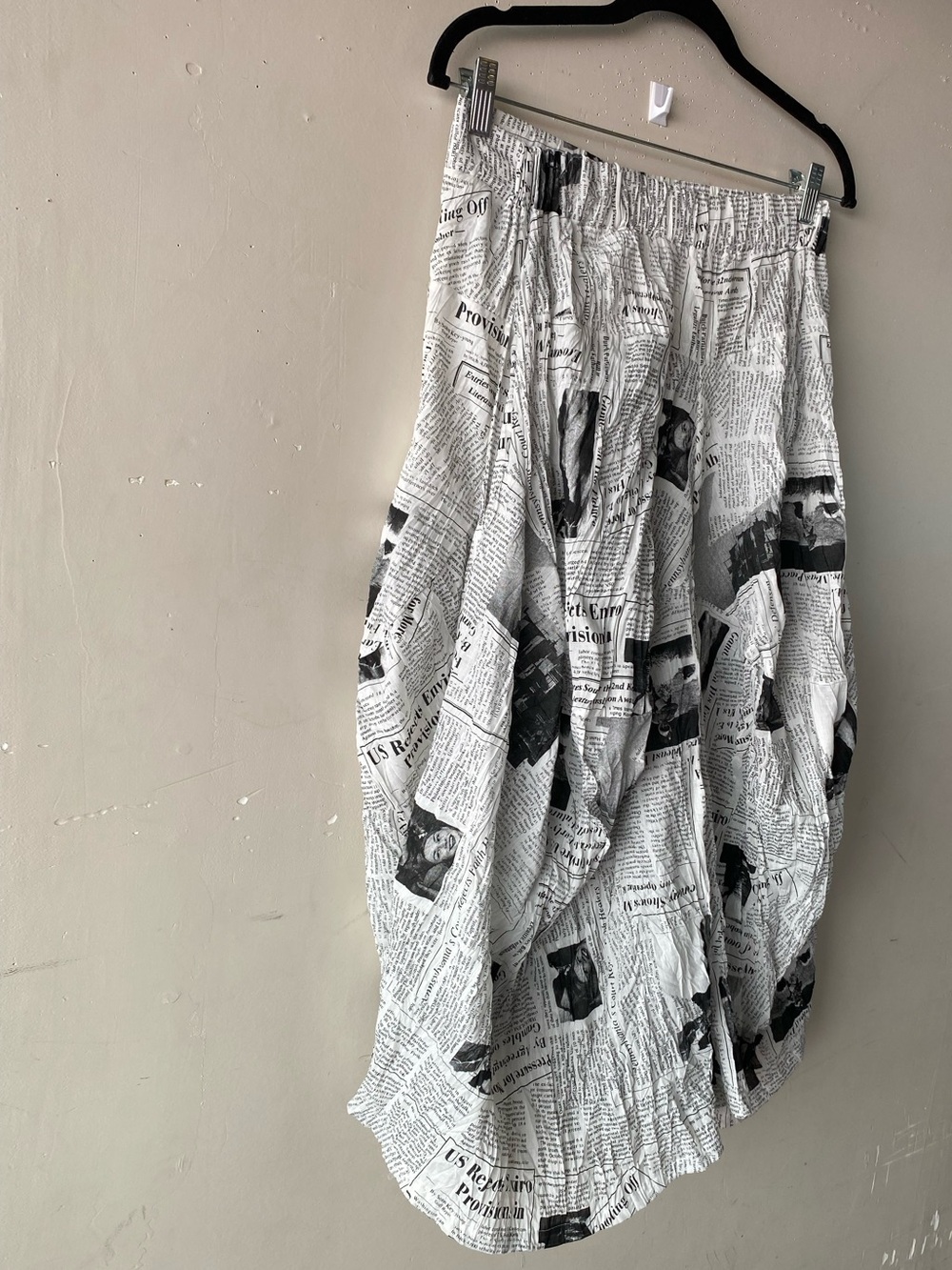 NWOT Ki Meng Newspaper Print Drop Crotch Harem Pants S Y2K Lagenlook - Picture 5 of 13